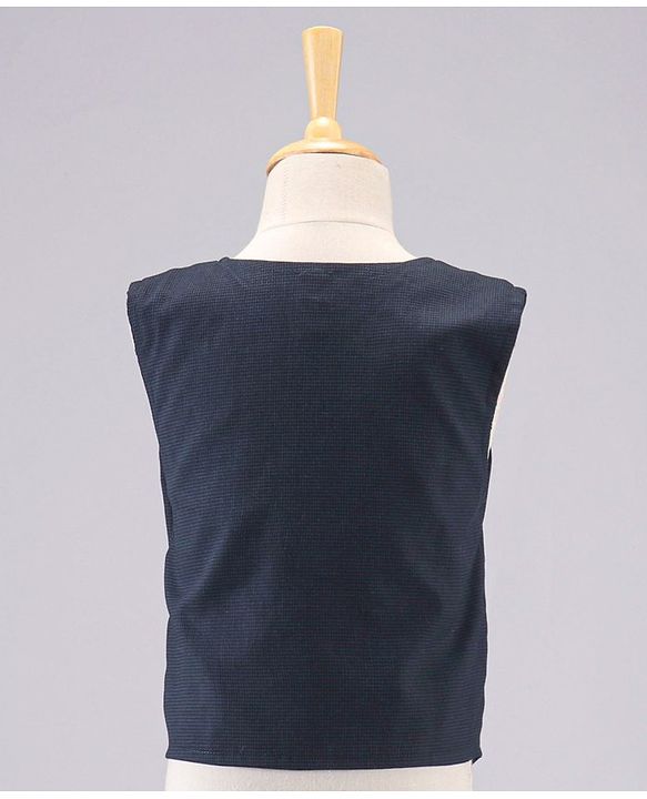 Babyhug Full Sleeves 3 Piece Party Suit With Bow - Navy Blue