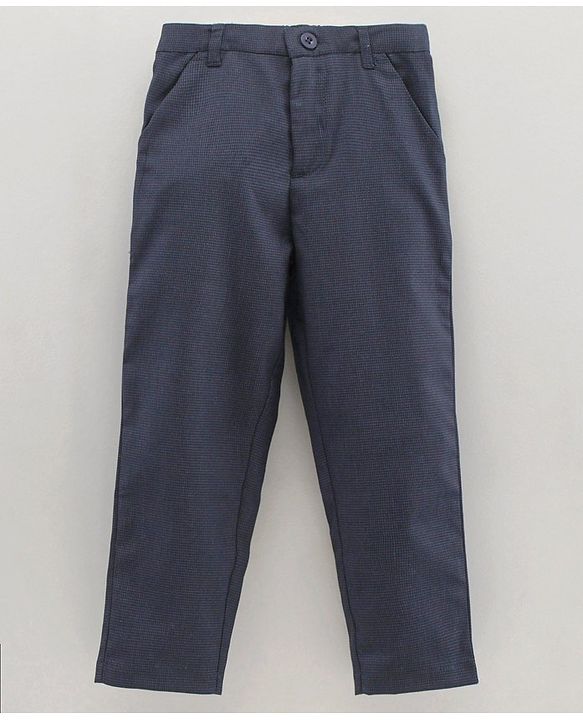 Babyhug Full Sleeves 3 Piece Party Suit With Bow - Navy Blue