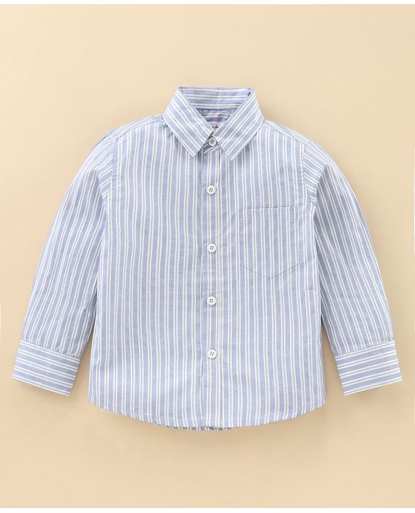 Babyhug Full Sleeves Shirt & Trouser with Suspenders Set & Bow - Sky Blue