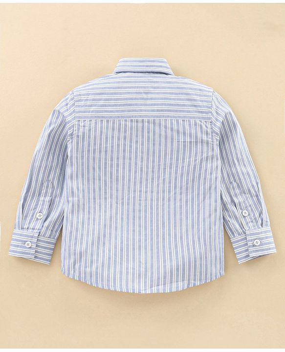 Babyhug Full Sleeves Shirt & Trouser with Suspenders Set & Bow - Sky Blue