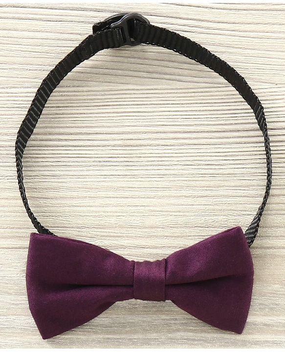 Babyhug Party Wear Full Sleeves Stripe Shirt & Trouser With Bow - Black Purple