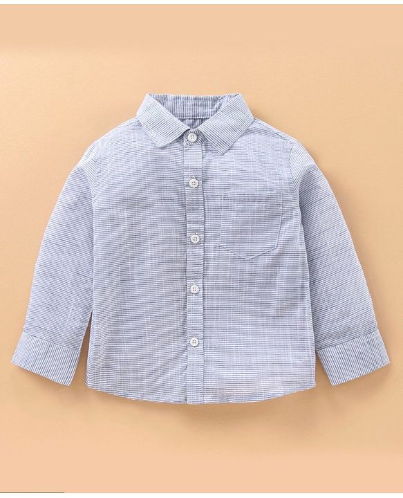 Babyhug Full Sleeves Shirt with Bow and Trouser with Suspenders Set - Blue