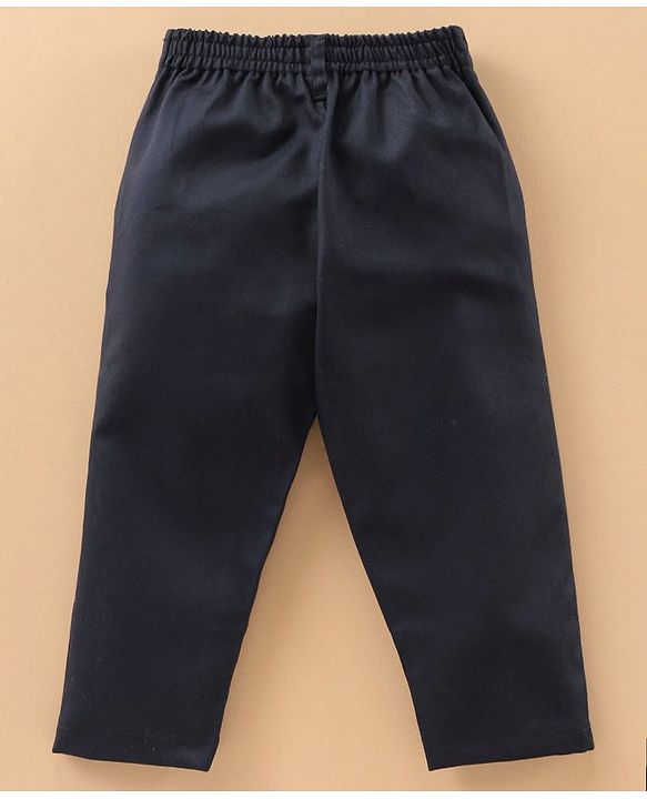 Babyhug Full Sleeves Shirt with Bow and Trouser with Suspenders Set - Blue