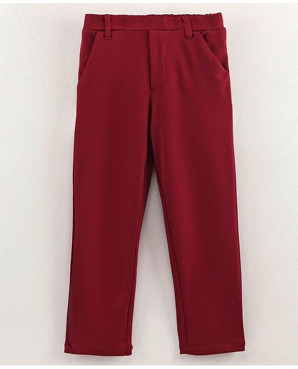 Babyhug Full Sleeves Solid Party Suit with Bow - Red White