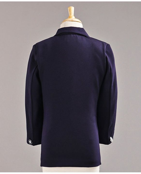 Babyhug Full Sleeves 3 Piece Party Suit With Bow Tie - Navy