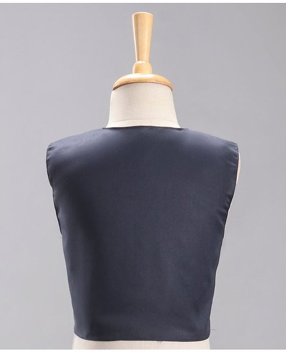 Babyhug Full Sleeves Party Suit With Tie & Jacket Solid- Blue