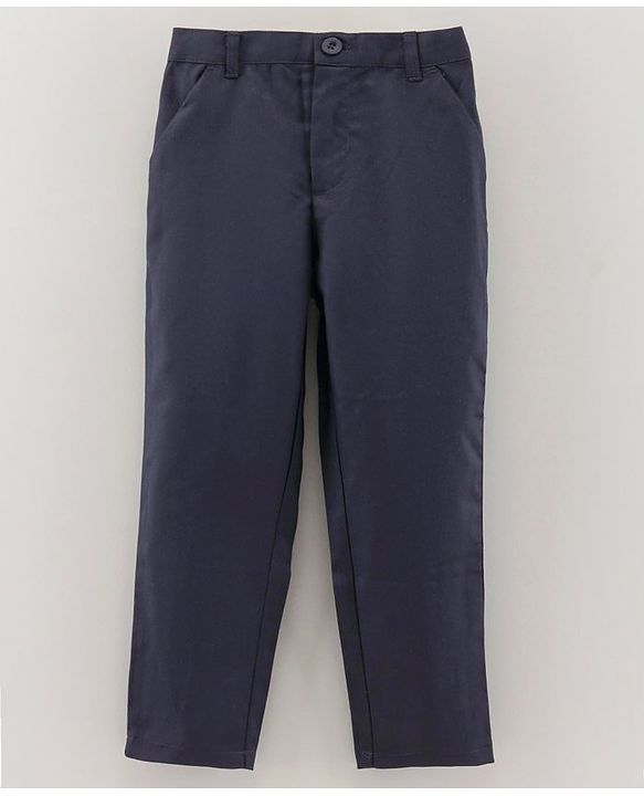 Babyhug Full Sleeves Party Suit With Tie & Jacket Solid- Blue