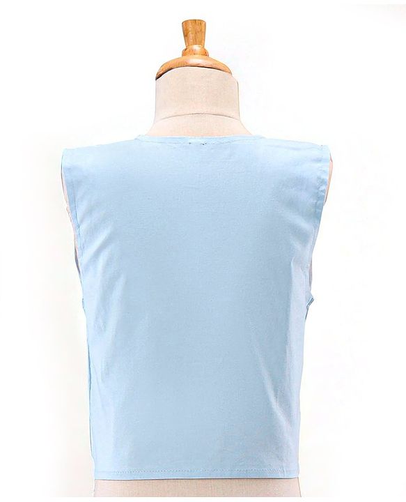 Babyhug Full Sleeves Solid Party Suit with Bow - Light Blue