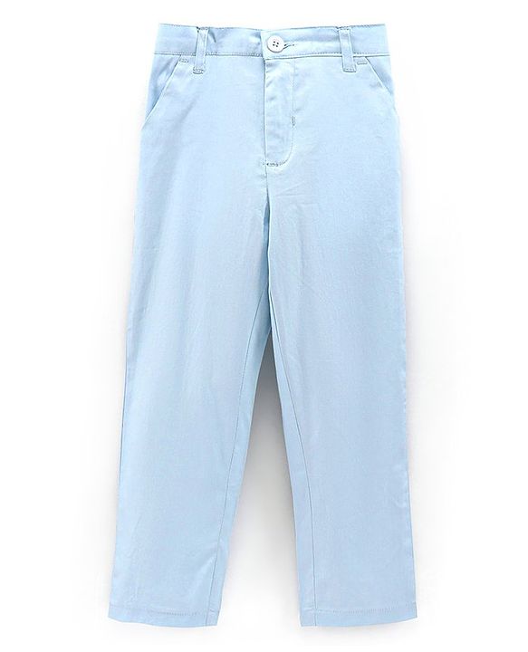 Babyhug Full Sleeves Solid Party Suit with Bow - Light Blue