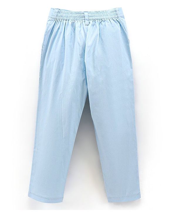 Babyhug Full Sleeves Solid Party Suit with Bow - Light Blue