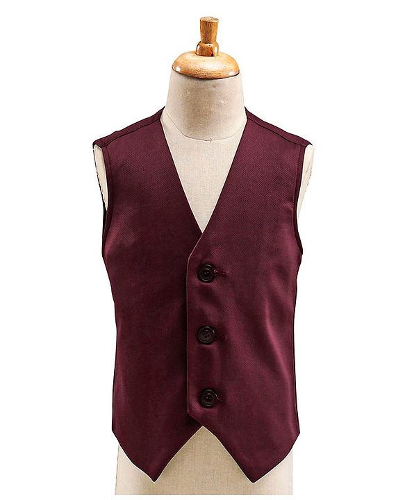 Babyhug Full Sleeves 4 Piece Party Suit With Bow - Maroon