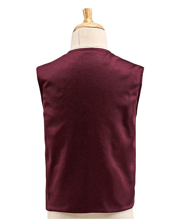 Babyhug Full Sleeves 4 Piece Party Suit With Bow - Maroon