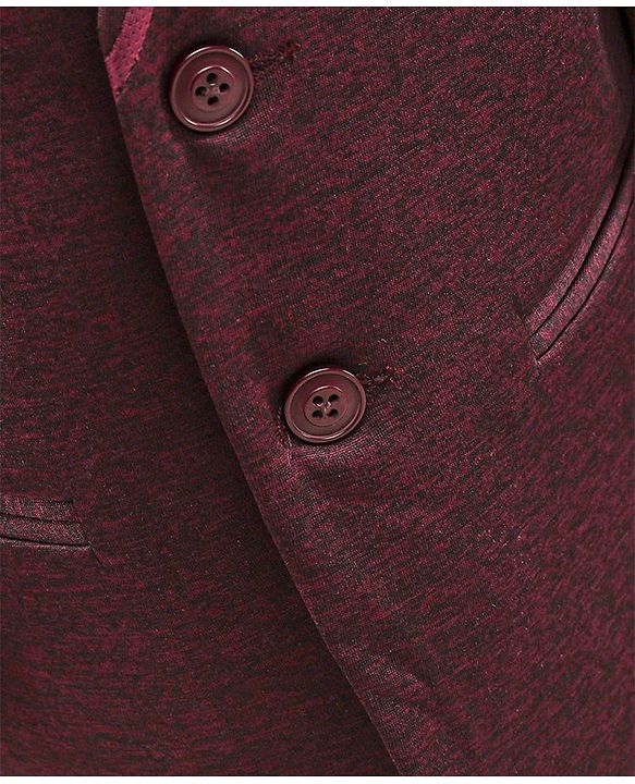 Babyhug Full Sleeves 4 Piece Party Suit With Bow - Maroon