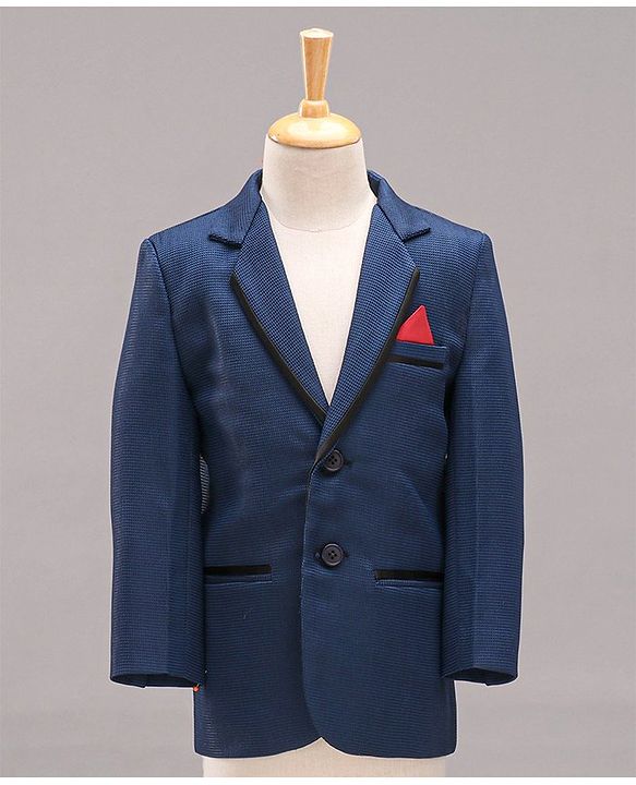Babyhug Full Sleeves 3 Piece Party Suit With Bow - Navy Blue