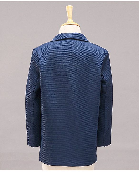 Babyhug Full Sleeves 3 Piece Party Suit With Bow - Navy Blue