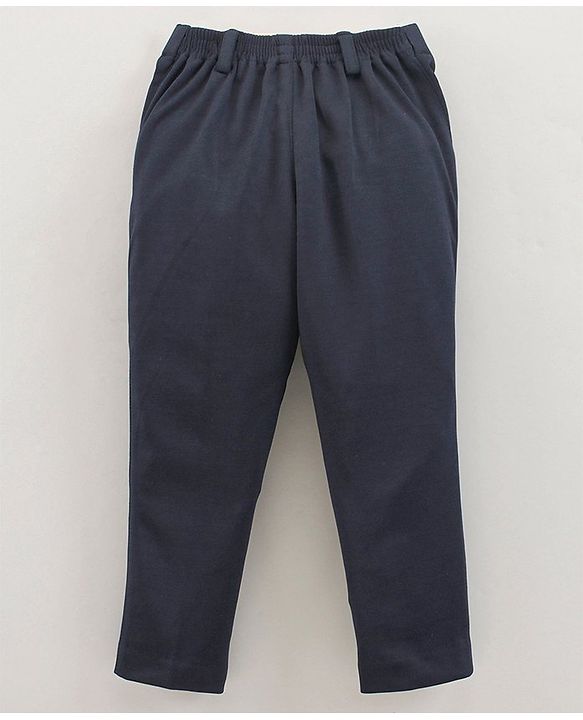 Babyhug Full Sleeves 3 Piece Party Suit With Bow - Navy Blue