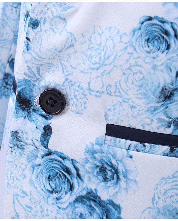 Babyhug Full Sleeves Digital Print Party Suit with Bow and Blazer - Blue Navy