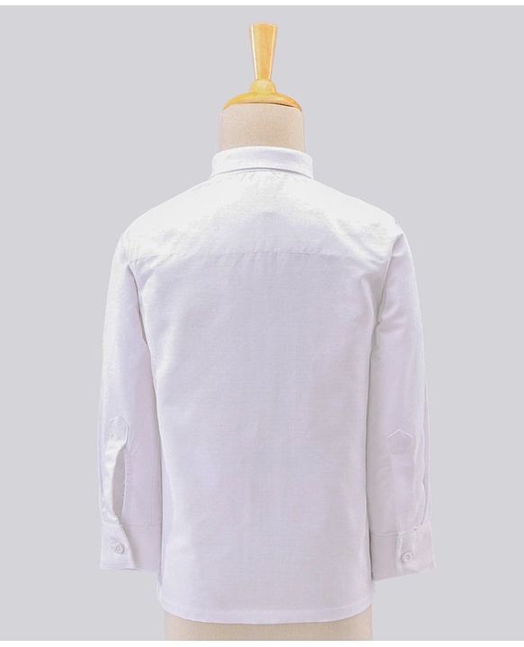 Babyhug Full Sleeves Brocade Party Suit with Bow and Blazer - Navy White