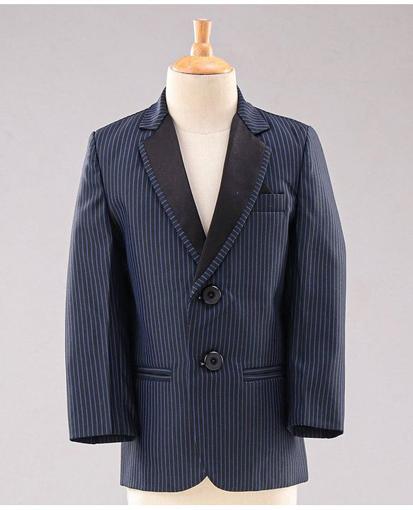 Babyhug Full Sleeves Party Suit with Bow Solid - Navy Blue