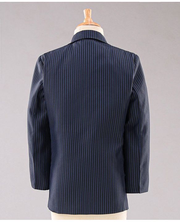 Babyhug Full Sleeves Party Suit with Bow Solid - Navy Blue