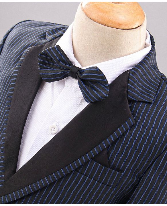 Babyhug Full Sleeves Party Suit with Bow Solid - Navy Blue