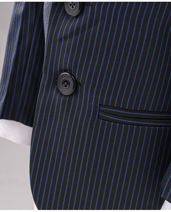 Babyhug Full Sleeves Party Suit with Bow Solid - Navy Blue