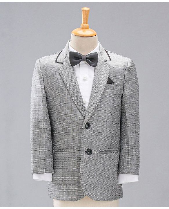 Babyhug Full Sleeves Party Suit With Bow - Grey