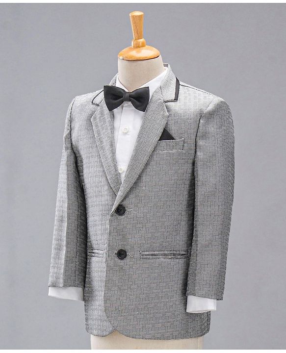 Babyhug Full Sleeves Party Suit With Bow - Grey