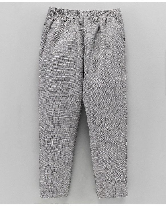 Babyhug Full Sleeves Party Suit With Bow - Grey