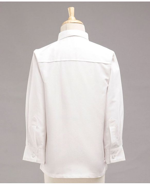 Babyhug Full Sleeves Solid Party Suit with Bow and Blazer - White Blue