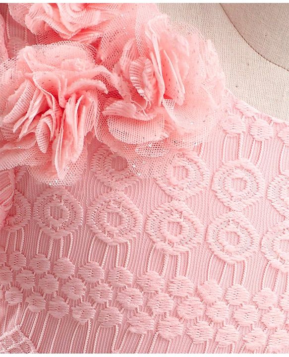 Babyhug Short Sleeves Embroidered Fit and Flare Party Frock with Corsage - Pink