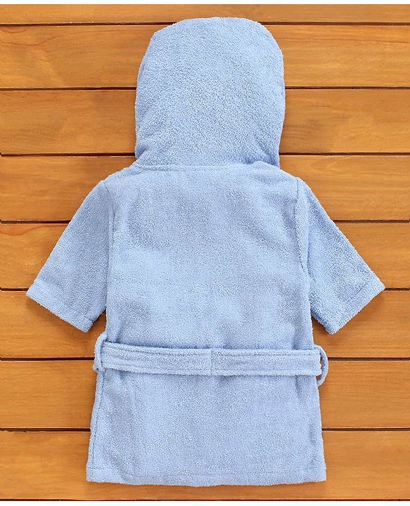 Babyhug 3/4th Sleeves Crown Bathrobe - Blue