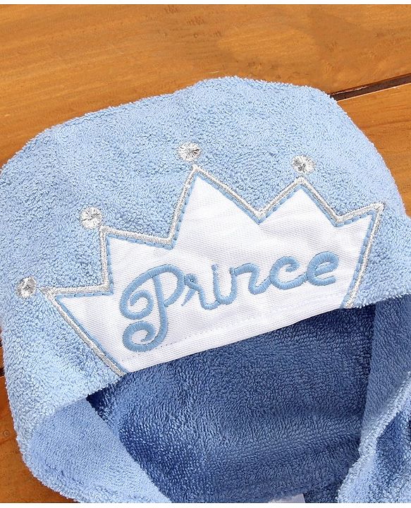 Babyhug 3/4th Sleeves Crown Bathrobe - Blue