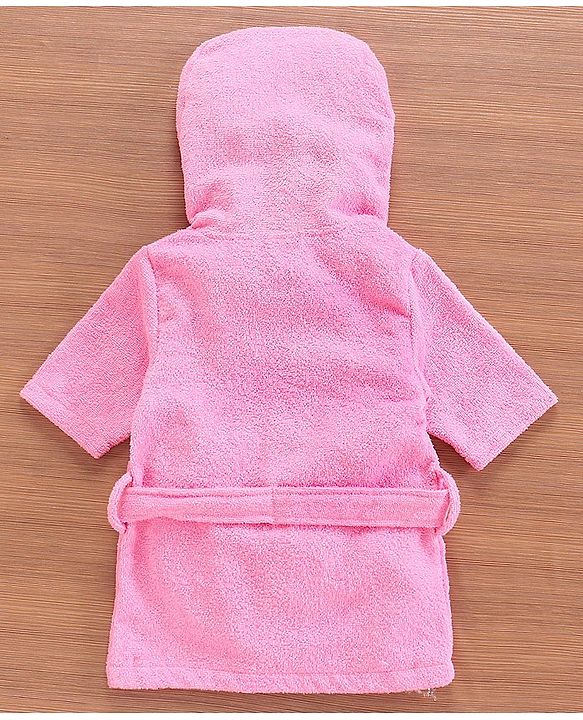 Babyhug 3/4th Sleeves Crown Bathrobe - Pink