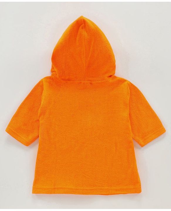 Babyhug Three Fourth Sleeves Hooded Bath Robe Frog Face Embroidery - Orange