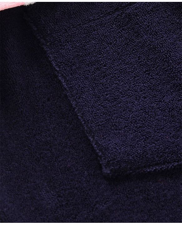 Babyhug Three Fourth Sleeve Bathrobe With Hood And Embroidery - Blue