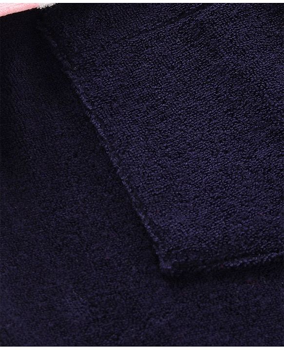 Babyhug Three Fourth Sleeve Bathrobe With Hood And Embroidery - Blue