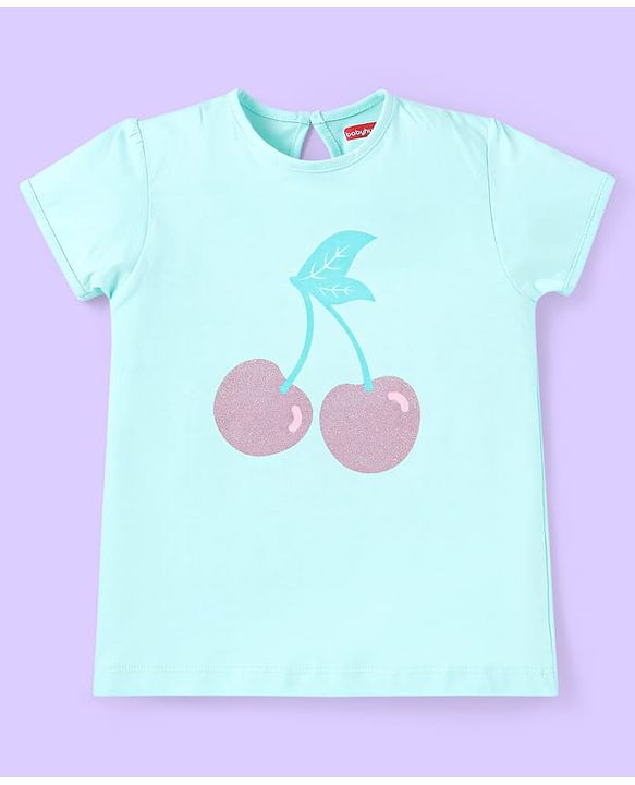 Babyhug Short Sleeves Cotton Striped and Cherry Graphics Top Pack of 3 - Pink Green