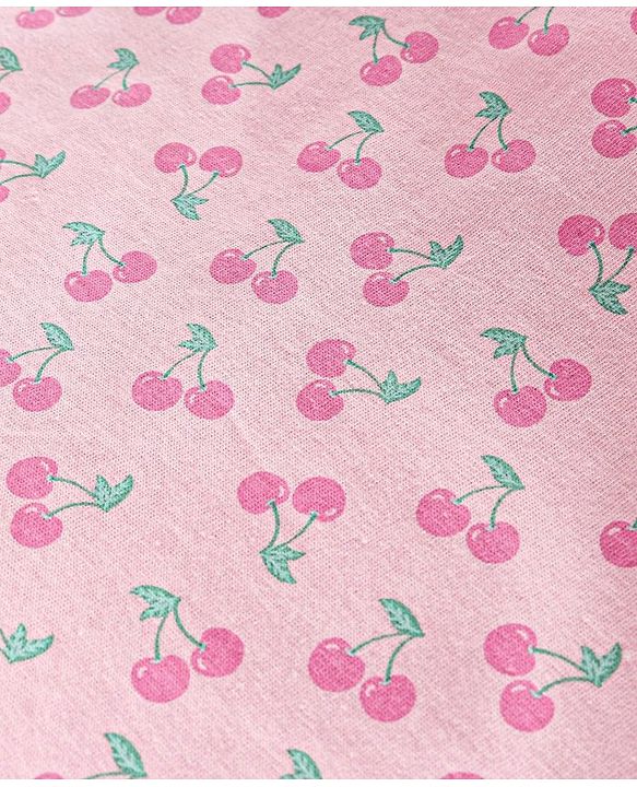 Babyhug Short Sleeves Cotton Striped and Cherry Graphics Top Pack of 3 - Pink Green