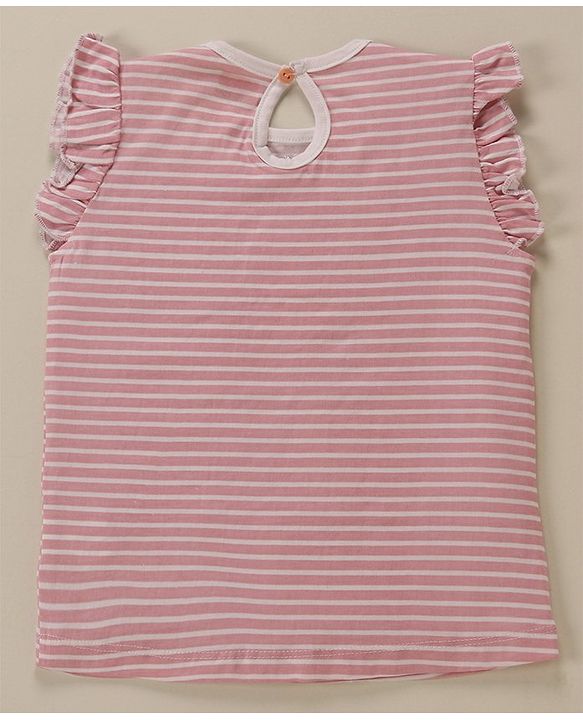 Babyhug Cap Frill Sleeves T-Shirts With Heart Graphics Pack of 3 - Navy Pink