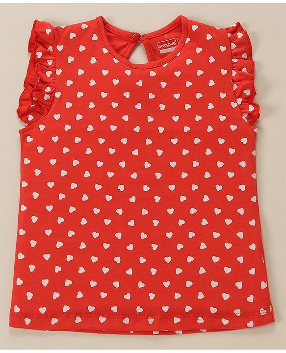 Babyhug Cap Frill Sleeves T-Shirts With Heart Graphics Pack of 3 - Navy Pink