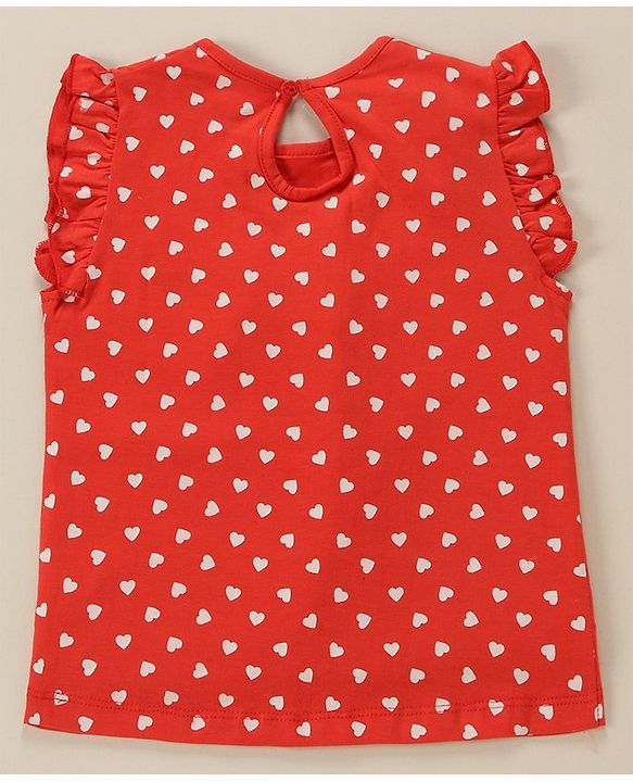 Babyhug Cap Frill Sleeves T-Shirts With Heart Graphics Pack of 3 - Navy Pink