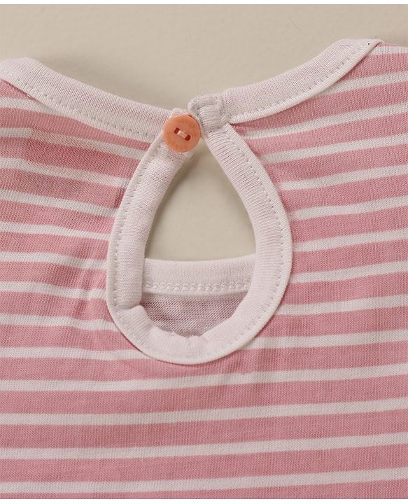 Babyhug Cap Frill Sleeves T-Shirts With Heart Graphics Pack of 3 - Navy Pink