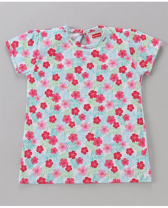 Babyhug Cotton Short Sleeves Floral Print Tees Pack of 3 - Blue