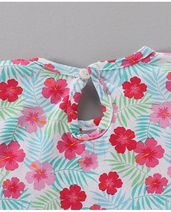 Babyhug Cotton Short Sleeves Floral Print Tees Pack of 3 - Blue