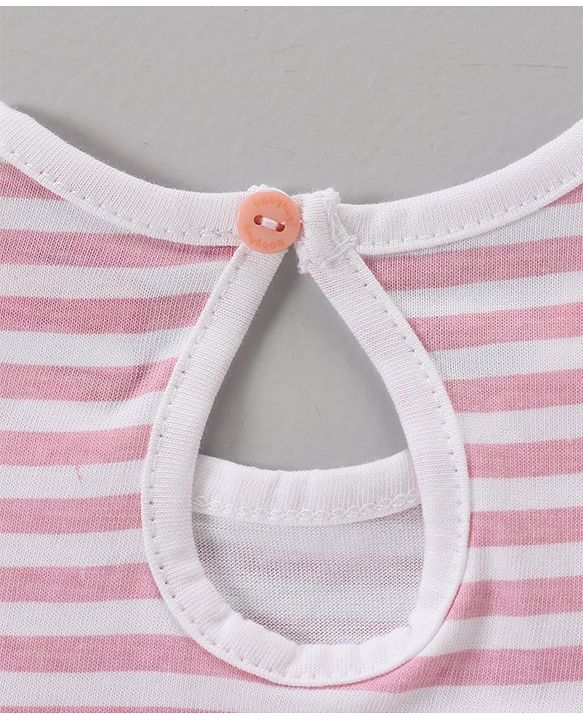 Babyhug Short Sleeves Cotton Striped and Star Graphics Top Pack of 2 - Yellow Peach