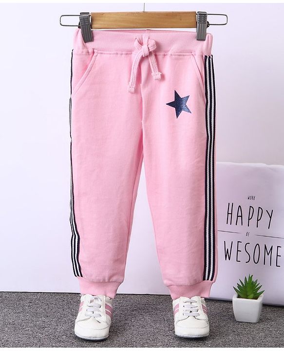 Babyhug Full Length Lounge Pant Star Print - Pink
