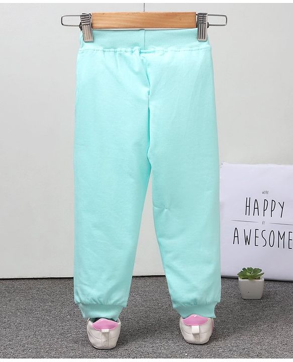 Babyhug Full Length Knit Lounge Pants Butterfly Patch - Blue