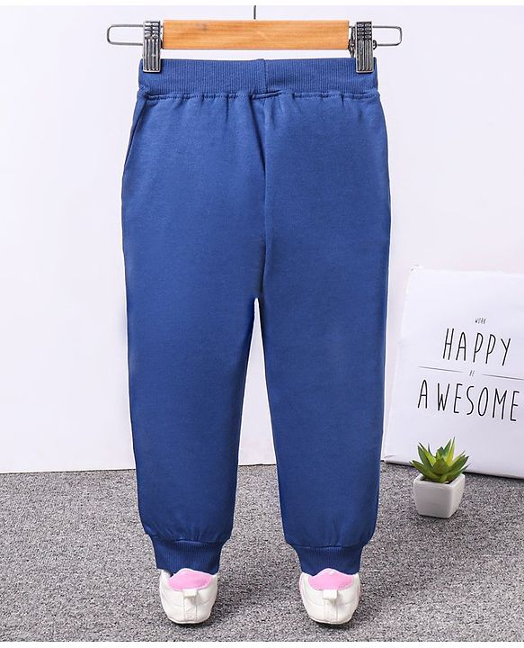 Babyhug Knit Full Length Lounge Pants Butterfly Print - Navy