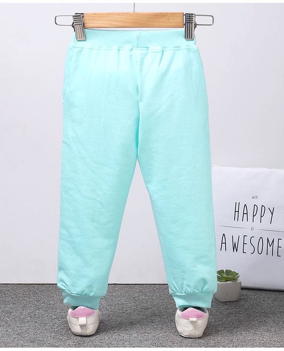 Babyhug Full Length Knit Lounge Pants Unicorn Patch - Blue